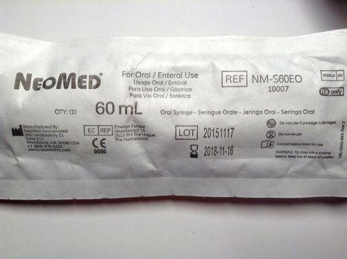Neomed enteral syringes 60ml sterile oral. set of 12 safe secure. no needle for sale