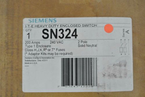 Siemens Safety Disconnect Switch Cat: SN324 200 Amp 240 Volt Fusible