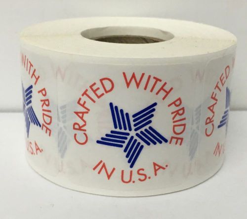 500 labels 1.5x1.5 crafted with pride in u.s.a. flag decals stickers laminated for sale