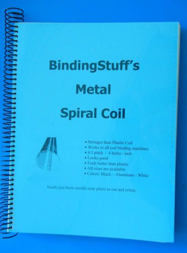 Metal Spiral Coil Binding Supplies - 1/4 Aluminum - For any coil binding machine