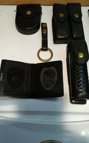 Leather duty belt accessories basketweave for sale