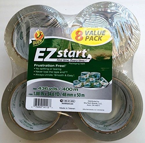 Duck EZ Start Quiet Packing Tape 1.88 in x 54.6 yards per roll: 8 Pack (Total:
