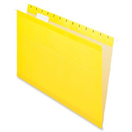 Pendaflex hanging folder, reinforced, yellow, 1/5 tab, legal size, 25 per box for sale