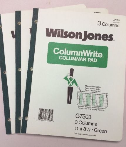Wilson Jones G7503 Columnar Pad, 3 Columns, 50 Sheets, 11&#034;x8-1/2&#034;, Green 3 pads.