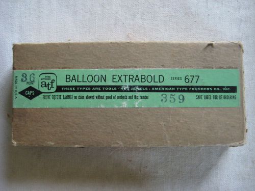 Vintage Letterpress Metal Type 36 point Balloon Extrabold CAPS Original UNUSED