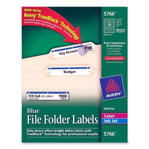 Avery® Blue File Folder Labels for Laser and Inkjet Printers with TrueBlockTM x