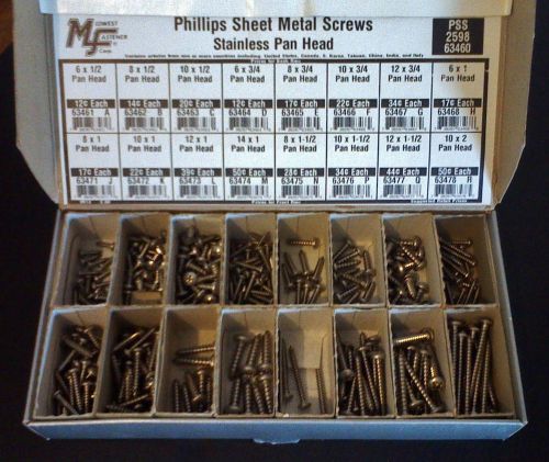 Partial Set:Phillips Sheet Metal Screws Stainless Pan Head by Midwest 348 pcs TL