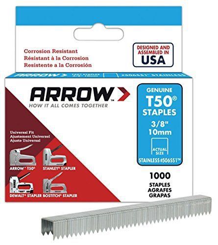 Arrow Fastener 506SS1 Genuine T50 Stainless Steel 3/8-Inch Staples, 1,000-Pack