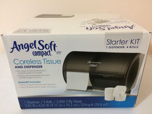 Angel Soft Coreless Tissue Compact Dispenser Starter Kit Translucent Smoke