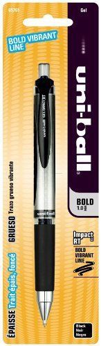 Uni-ball impact rt retractable gel pen, bold point, black ink for sale