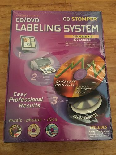 AVERY CD STOMPER PRO CD/DVD LABELING SYSTEM FOR PC &amp; MAC 600 LABELS NEW SEALED