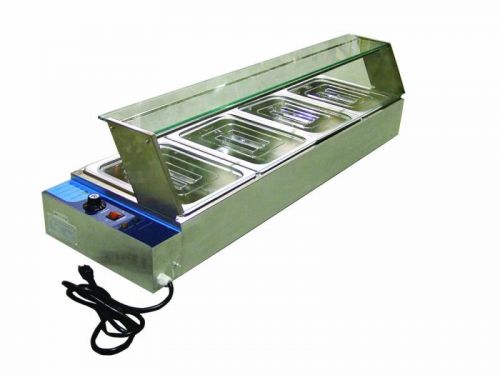Commercial Kitchen Countertop 4 Well Steam Table Bain Marie with Sneezeguard