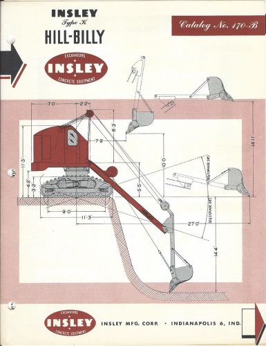 Equipment Brochure Insley K Hill-Billy K-12 Hoe MAXI 4215 Crane Shovel (E3331)