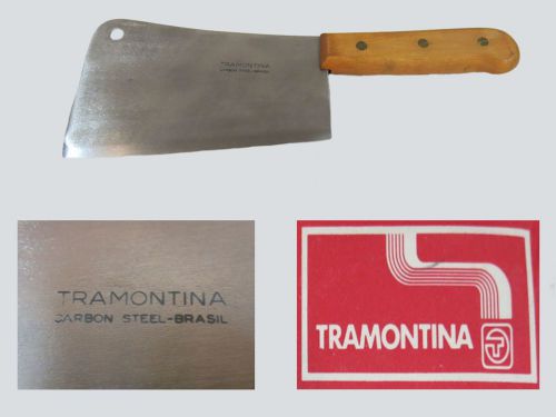 Tramontina Meat Cleaver 7&#034; Butcher Knife Carbon Steel Wooden Handle