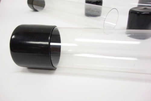 200-Clear Plastic Tubes W/Black Caps (11-1/2 x 1-1/2) Great 4 Shipping &amp; Storage
