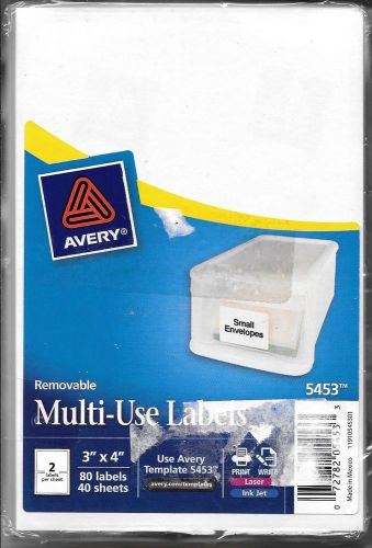 Avery Self-Adhesive Removable Labels, 3 x 4 Inches, White, 80 per Pack (5453)