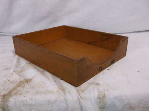 Vintage Wood Dovetailed In Out Box Tray Desk Organizer Inbox Letter Dove Tail