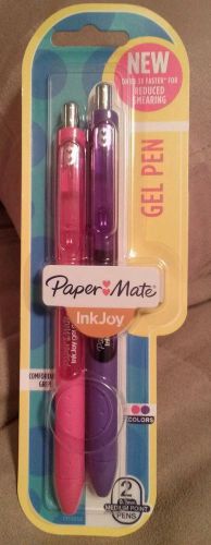 Papermate ink joy gel pen pink purple comfortable grip new fast drying medium pt