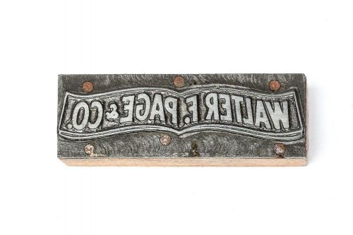 Vintage Walter F Page &amp; Co Logo Letterpress Lead Text Graphic Name #14