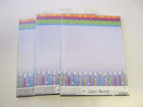 Stationery computer paper birthday candles lot 3 packages 25 sheets each new for sale