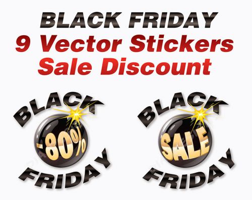 Black Friday Sale Promotional Stickers Vector Pack Vol.2 VECTOR PRINT READY