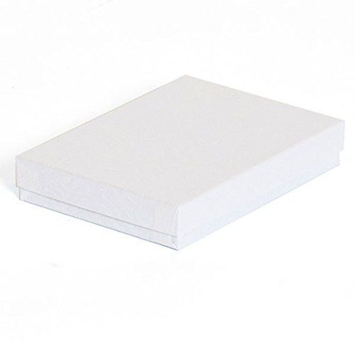 KC Store Fixtures 07205 Jewelry Box Cotton Filled 5-3/8&#034; x 3-7/8&#034; x 1&#034; White ...