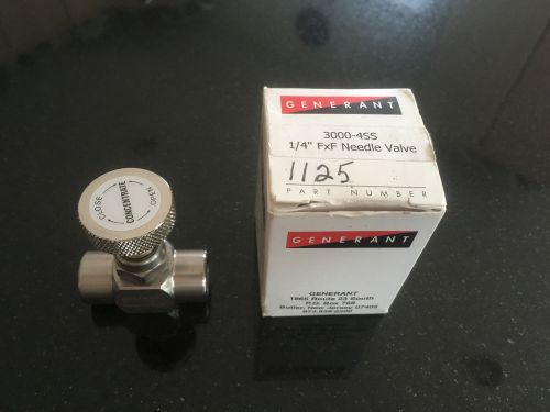 New in box generant 3000-4ss 1/4&#034; fxf needle valve nib for sale