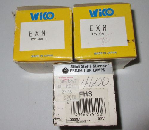 LOT OF2- EXN WIKO 12V 50W and 1 GE FHS 300W 82V  Projector Lamp Projection Bulbs