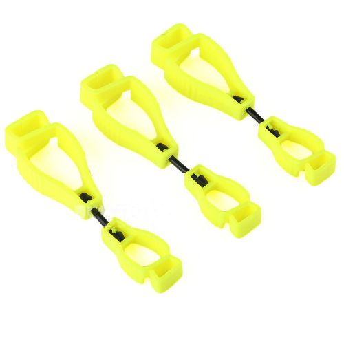 3 Yellow GLOVE GUARD CLIP FOR WORK SAFETY with patented safety break away pmE