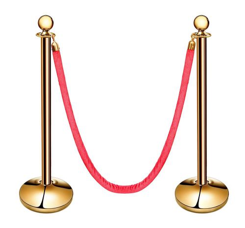 New Star Foodservice 54736 Round Top Brass Plated Stanchions Set of 2 Posts w...