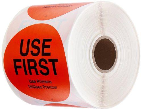 DayMark IT112596 MoveMark &#034;USE FIRST&#034; Trilingual Removable Label 3&#034; Circle Or...