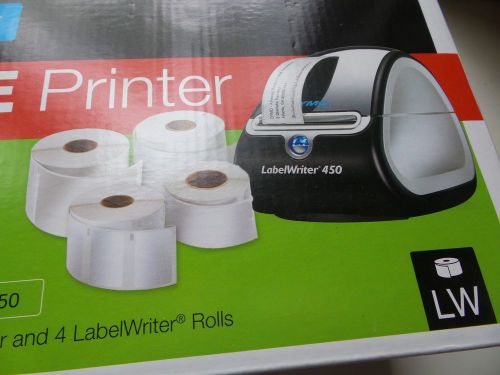 Dymo Thermal Label Writer 450 with 4 Label Rolls Black Silver Finish