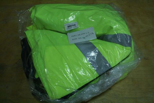 Fire Police Bib Pants Lime Yellow, ANSI Class2 Removable Insulated Liner, 3X-L
