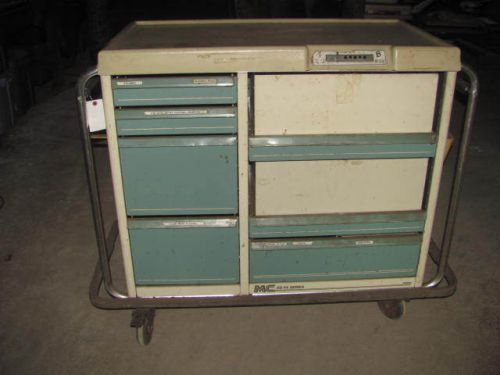 VINTAGE INDUSTRIAL MEDICAL ROLLING TOOL CART CABINET W/ DRAWERS SHELVES MC 28/14