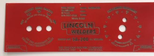 Lincoln Arc Welder SA-200-163,M-8803 Laser Engraved Red Face Control Plate
