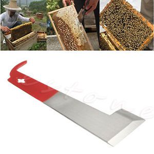 J Shape Red Curved Tail Bee Hive Hook Stainless Steel Scraper Beekeeping Tool