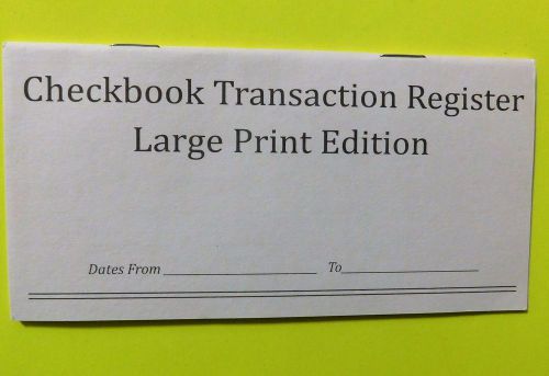 Large Print  Checkbook  Transaction Register - Easy to Read &amp; Record