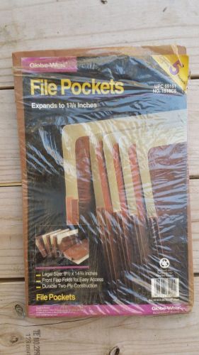 GLOBE-WEIS File Pockets - Legal Size 9 1/2&#034; x 14 3/4&#034; -- 3 COUNT