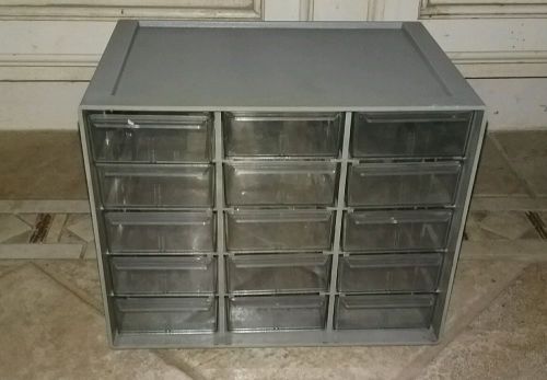 Vintage AKRO-MILS 10-115 Plastic Small Parts Storage Cabinet 15 Drawers