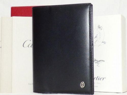 AUTHENTIC CARTIER Pasha Leather Notebook Cover Binder Black Grade S USED -CJ