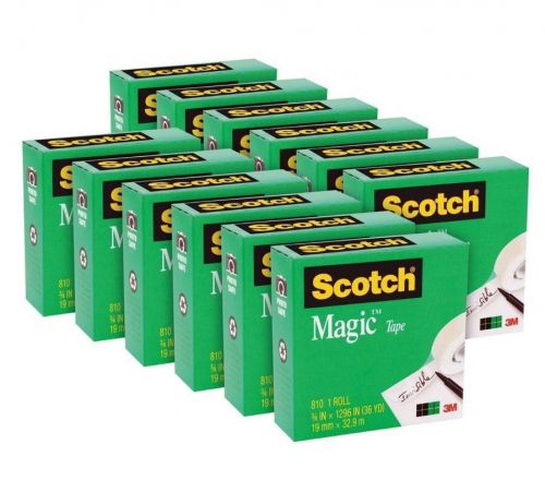 NEW! Scotch 810 Magic Tape 12 Roll Value Pack - 3/4 x 1296 Inches Twelve Pack