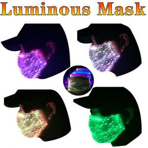 7Color Light Luminous LED Light up Face Mask USB Rechargeable Glowing Face Cover