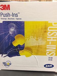 318-1001 3M EAR Push Ins Plugs With Safety Cord - 100 Pair Per Box