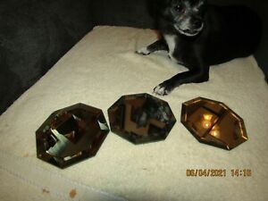 Three 8 sided 4&#034; diameter Tripar mirrored figurine underplates.