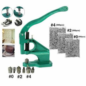 Grommet Machine Hand Press Kits 3 Die #0#2#4 1500 Grommets Silver Eyelet Banner