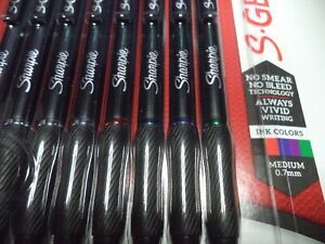 8 Sharpie S GEL Pen MEDIUM 0.7 mm 5 colors black red blue violet green 2126231