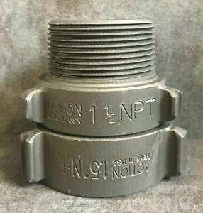 Aluminum Fire Hose Thread Adapter, 1.5&#034; F.NST Swivel x 1.5&#034; M.NPT Rocker Lug