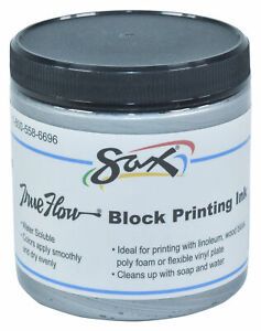 Sax True Flow Water Soluble Block Printing Ink, 8 Ounces, Silver