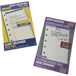2 Asst Day Runner Planner Refills Telephone/Address Pages Notes Pages 3&#034; x 5&#034;