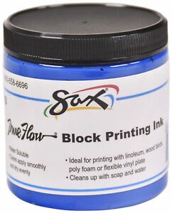 Sax True Flow Water Soluble Block Printing Ink, 8 Ounces, Primary Blue
